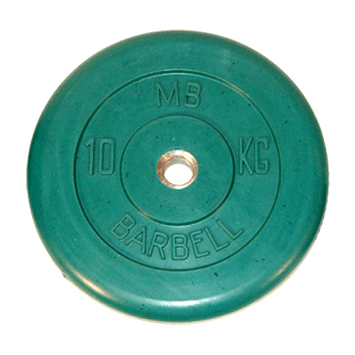 Диск для штанги MB Barbell цветной d-51 мм, 10 кг